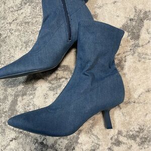 Stradivarius Denim Blue Heeled Boots